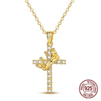 Golden Crown Cross Necklace of Faith