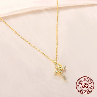 Golden Crown Cross Necklace of Faith