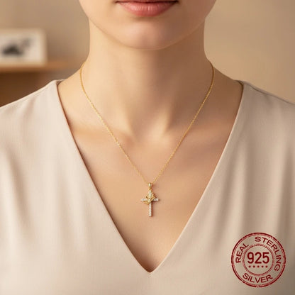 Golden Crown Cross Necklace of Faith