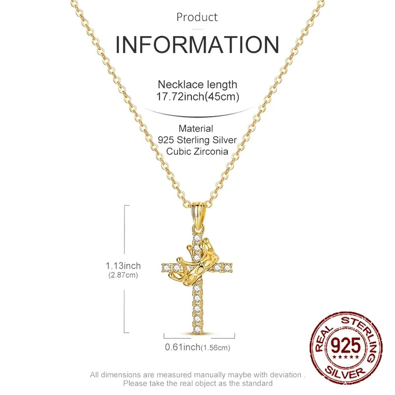 Golden Crown Cross Necklace of Faith