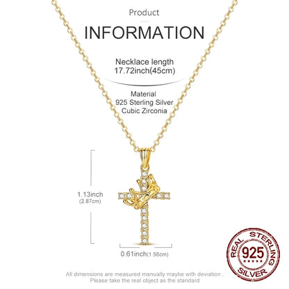 Golden Crown Cross Necklace of Faith